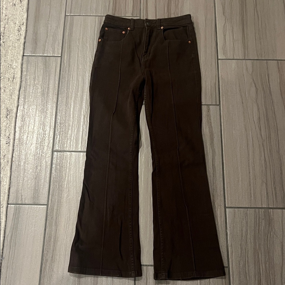 Motel Brown Denim Wide Leg Boot Flare Jeans